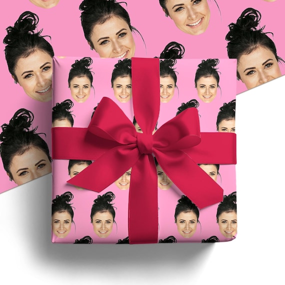 Funny Gift for Boyfriend, Custom Face Print Gift Wrapping Paper, Unique Personalized Birthday Wrap, Gift for Girlfriend (GW-20)