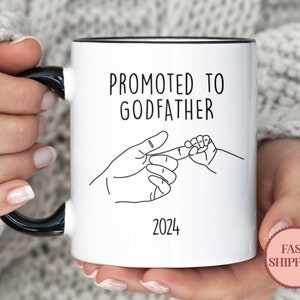 Promoted to Godfather and Godmother Mug Set, Personalized Godparents Mug Set, Godfather and Godmother Mug Set  (MU-105 Godfather)