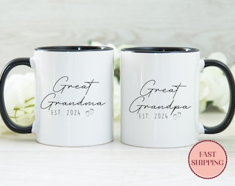 Urgroßmutter Urgroßvater-Tassen-Set • Neue Ur-Großeltern-Geschenke • Neue Baby-Ankündigungstassen • Oma-Tasse • (MU-31)