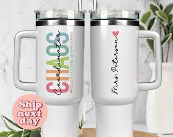 Daycare Teacher Appreciation Gift, Chaos Coordinator Personalized 40oz Tumbler, Custom 40oz Tumbler Gift For Teacher Coworker (TU-451)