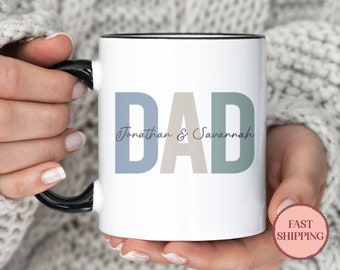 Personalized Dad Coffee Mug with Kids Names •Fathers Day Gift from Daughter •Kids Names Coffee Mug for Dad Gift •(MU-80 Dad)