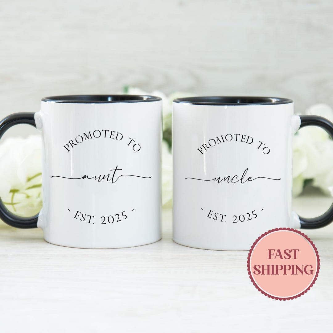 Promoted to Aunt and Uncle Mug, New Aunt and Uncle Gift, Pregnancy ...
