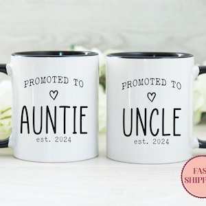 Gepromoveerd tot tante mok oom Est 2024 • Gepersonaliseerde tantemok • Mokken zwangerschap onthullen • Nieuwe cadeau-ideeën voor oom • Op maat gemaakte mokken (MU-45)