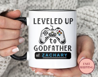Leveled Up To Godfather Mug • Funny Godfather To Be Mug • Custom New Godfather Mug • Gaming Controller Godfather Mug • (MU-20 Uncle)