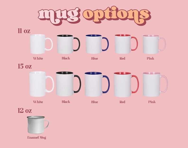 a variety of mug options, including different sizes and colors, presented in a visually appealing manner.