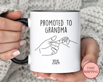 Promoted to Grandma and Grandpa Mug Set, Custom Grandma and Grandpa Mug Set, New Grandma and Grandpa Gifts (MU-106 Grandma)