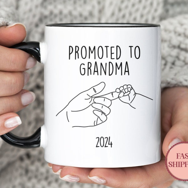 Promoted to Grandma and Grandpa Mug Set, Custom Grandma and Grandpa Mug Set, New Grandma and Grandpa Gifts (MU-106 Grandma)