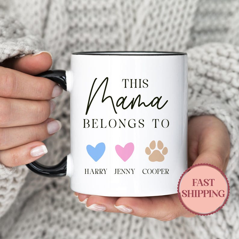 Personalized Mother's Day Mug for Mom, Custom Mama Coffee Cup with Kids & Pets Names, Unique Mother's Day Present Idea(MU-333) image 1