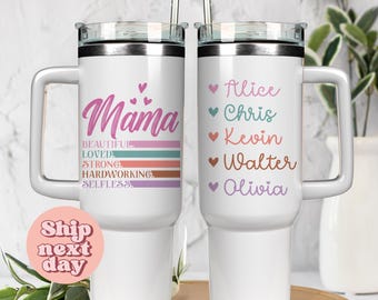 Mama Personalized 40oz Tumbler, Custom 40oz Tumbler Christmas Gift For Mom, 40oz Tumbler Mothers Day Present(TU-373)