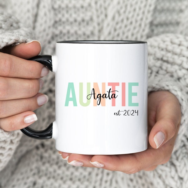 Personalized Auntie Est 2023 Mug • Auntie Gift Ideas • Pregnancy Reveal Mugs • New Aunt Mug • Best Auntie Mug • Aunt Coffee Mug (MU-65LIGHT)