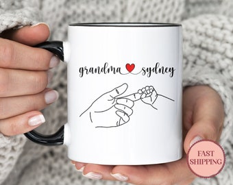 New Grandma Mug Hearts, Personalized Mug for Grandma, Coffee Mug Ceramic, Grandma Coffee Cup, Custom Gifts for Grandma (MU-103 Grandma)