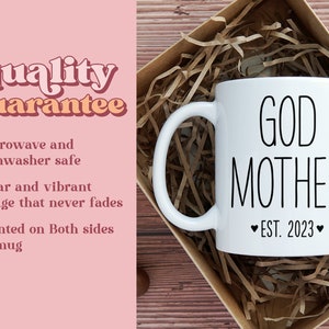 Godparent Est 2023 Mug Set Godparents Mug Gift for Godparent Personalized Godparents Mug Set Custom Christening Giveaway Mug MU-39 image 3