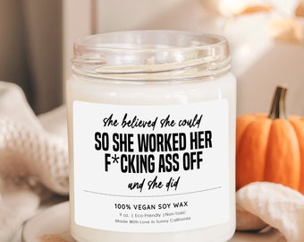 She Believed She Could so She Did Candle, Promotion Gift, Scented Candles for Her, Coworker Gift, Graduation Party Candle, (C-6PRO)