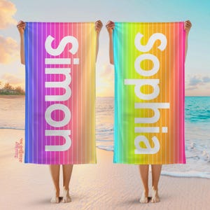 Serviette de plage rétro, serviette de plage personnalisée, serviette de plage personnalisée, serviette de piscine aux couleurs vives pour l&#39;été, accessoire de plage coloré unique(BT-11)