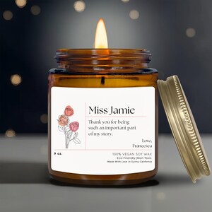 Personalized Teacher Christmas Candle, Personalized Teacher Candle, Appreciation Candle, Teacher Gift