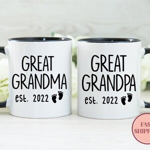 Urgroßeltern Kaffeetassen Set • Schwangerschaft offenbaren Geschenke • Neue Uroma & Urgroßvater Tassen • Großeltern Est Tassen-Set (MU-6)