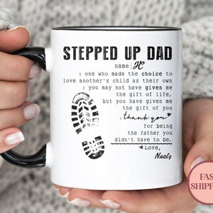 Personalized Stepped Up Dad Mug •Father's Day Gift For Step Dad •Step Dad Coffee Mug •Custom Mug For Step Dad •(MU-35 Up)