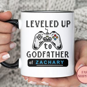 Leveled Up To Godfather Mug • Funny Godfather To Be Mug • Custom New Godfather Mug • Gaming Controller Godfather Mug • (MU-20 Uncle)