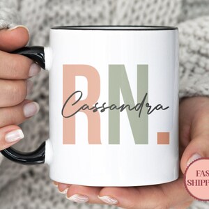 RN Coffee Mug with Name •Registered Nurse Gifts for New Nurse •RN Graduation Gift •Nurse Graduation Mug Gift •(MU-26 Peach)