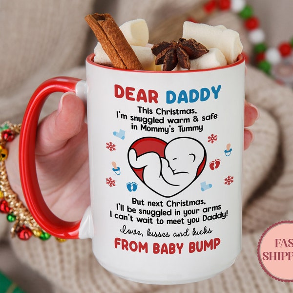 Soon To Be Dad Christmas Mug, Soon to Be Dad Christmas Gift, Baby Bump Mug, Future Dad Coffee Cup, Parents To Be Mug, Christmas Gifts