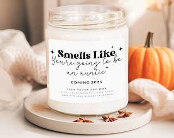 Smells Like You're Going to be An Auntie Candle, Pregnancy Announcement Candle, Baby Shower Gift, New Auntie Candle, (PC-8FAM)