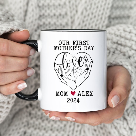 Our First Mother's Day Coffee Mug, Personalized Mom Mug, Custom Gift for New Mother, To Mummy Mug, Mug With Name, (MU-163 First)