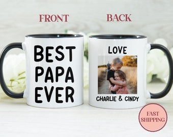 Personalized Kids Photo Coffee Mug •Custom Photo Mug for Dad •Best Papa Ever Cup •Best Dad Mug for Father's Day Gift •(PMU-2 Best)