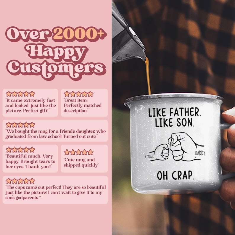 Like Father Like Son Oh Crap Mug, Funny Father's Day Gift From Son, Best Dad Ever Present, First Father's Day Coffee Mug, (MU-195 Like) image 5