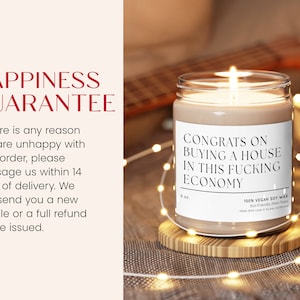 Congrats On Buying A House In This Fucking Economy Candle, New Home Funny Candle, Housewarming Gift, Moving Gift, Christmas Candle, C-8HOU image 5