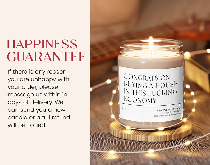 Congrats On Buying A House In This Fucking Economy Candle, New Home Funny Candle, Housewarming Gift, Moving Gift, Christmas Candle, C-8HOU image 5