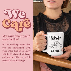 Like Father Like Son Oh Crap Mug, Funny Father's Day Gift From Son, Best Dad Ever Present, First Father's Day Coffee Mug, (MU-195 Like) image 6
