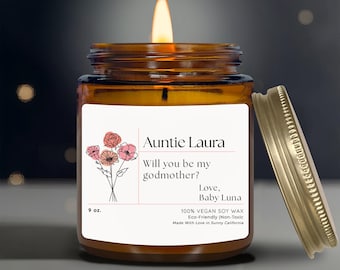 Godmother Are A Blessing Candle, Thank You For Being Mine, Custom Baby Name Candle, Christening Gift, Godparent Appreciation