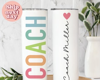 Personalized Coach Tumbler With Name, Appreciation Gift For Coach, Custom Tumbler Wrap With Straw, Thank You Gift, (TU-47 Coach)