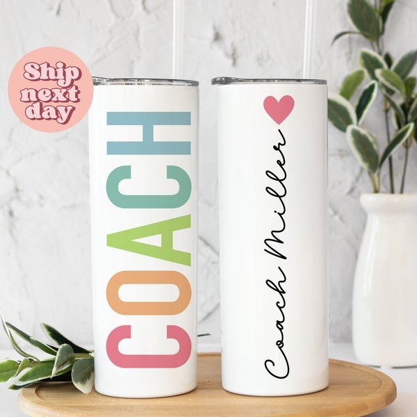 Personalized Coach Tumbler With Name, Appreciation Gift For Coach, Custom Tumbler Wrap With Straw, Thank You Gift, (TU-47 Coach)