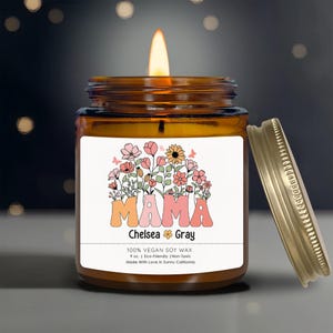 Personalized Mama Candle, Best Mom Ever Candle, Mama Appreciation Candle, Custom Christmas Gift From Kids, Wildflower Candle, (PC-1MOM)