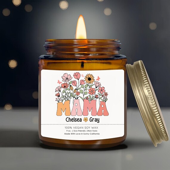 Personalized Mama Candle, Best Mom Ever Candle, Mama Appreciation Candle, Custom Christmas Gift From Kids, Wildflower Candle, (PC-1MOM)