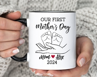 Our First Mother's Day Mug, Custom Gift for New Mother, First Mothers Day Personalised Mug, New Baby Gift for New Mom, (MU-162 First)