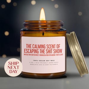 The Calming Scent Escaping The Shit Show Candle, Leaving Work Scented Candle, Happy Retirement Soy Wax Candle, (C-45RET)