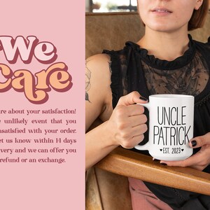 Auntie Uncle Est 2023 Mug Set New Aunt Uncle Mug Gift For New Aunt & Uncle Personalized Mugs Custom Pregnancy Reveal Mug MU-38 image 4