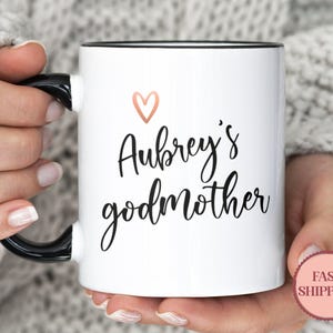 Mug marraine personnalisée • Mug marraine personnalisée • Mug parrain/marraine • Mugs de baptême personnalisés • Idées cadeaux pour marraine (MU-62HEART)
