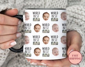 World Best Papa Coffee Mug • Personalized Mug with Baby Photo • Best Papa Ever Gift Mug • Cute Father's Day Gift • (PMU-8 World)