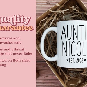 Auntie Uncle Est 2023 Mug Set New Aunt Uncle Mug Gift For New Aunt & Uncle Personalized Mugs Custom Pregnancy Reveal Mug MU-38 image 3