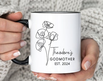 Floral Godmother Mug • Personalized Mug for Godmother • Gift Ideas for Godmom • Godparents Mug • Christening Mug Giveaways (MU-61GODMOTHER)