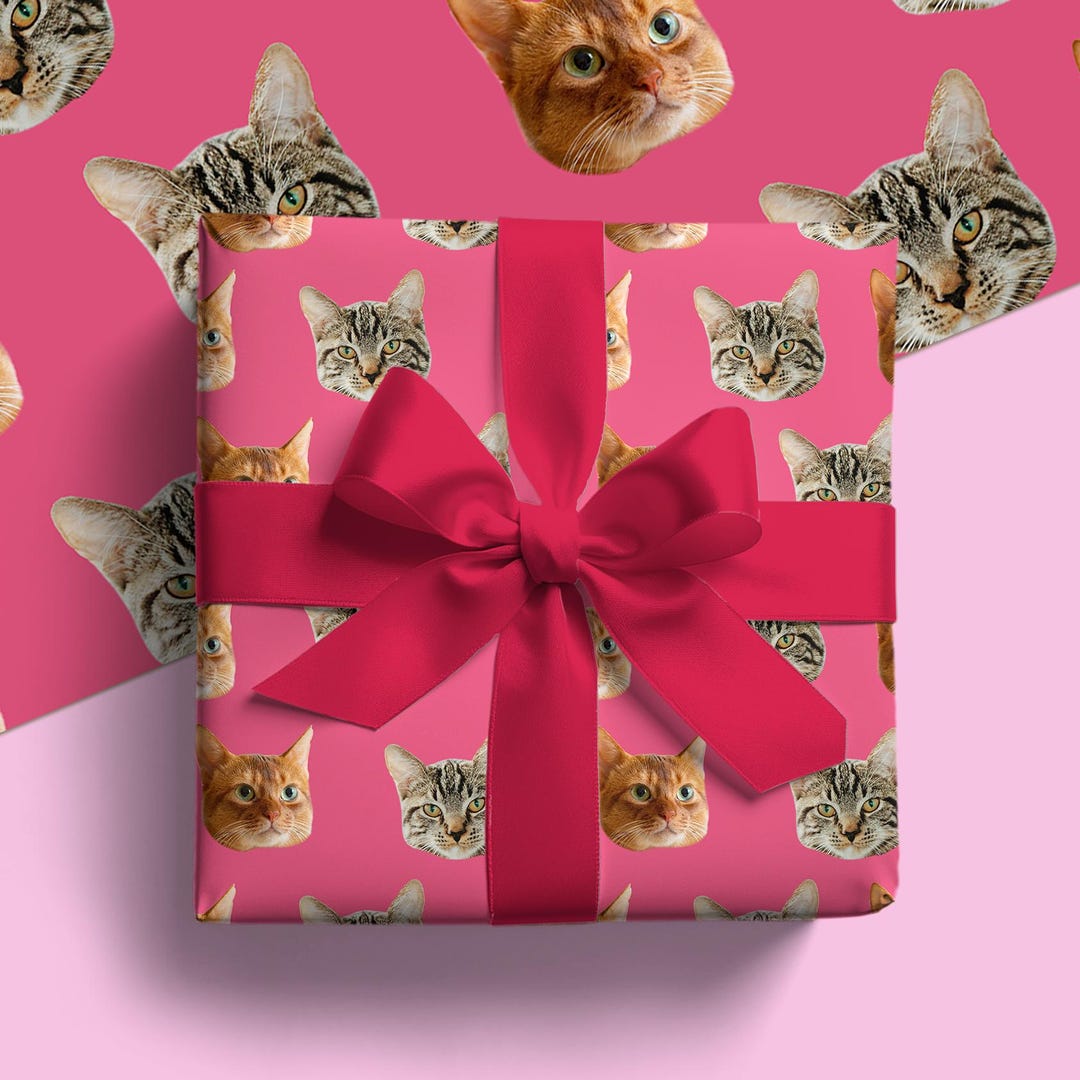 Christmas Cat Wrapping Paper: Custom Christmas Gift for Cat Owners ...