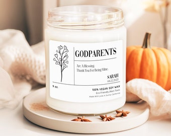 Godparents Are A Blessing Candle, Thank You For Being Mine, Custom Baby Name Candle, Christening Gifts, Godparent Appreciation