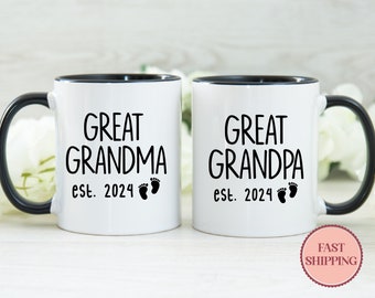 Ensemble de tasses pour grands-parents neufs • Ensemble de tasses futures grand-mère et grand-père • Tasses à café personnalisées Est des grands-parents • Cadeau pour bébé • (MU-6 GPGM)