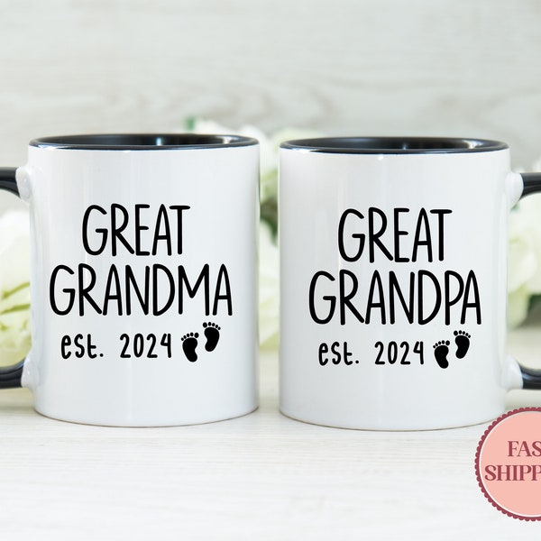 New Grandparents Mug Set • Future Grandma and Grandpa Mug Set • Custom Grandparents Est Coffee Mugs • Baby Reveal Gift • (MU-6 GPGM)