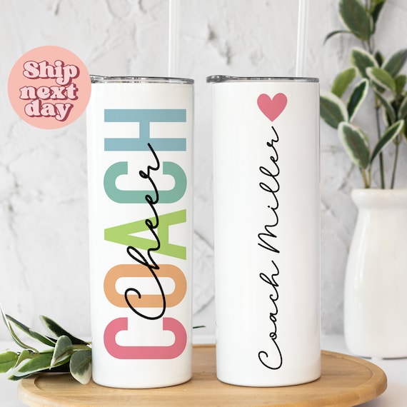 Personalized Cheer Coach Tumbler, Thank You Gift For Coach, Cheerleader Tumbler With Name, Custom Tumbler For Cheer Coach, (TU-47 Cheer)