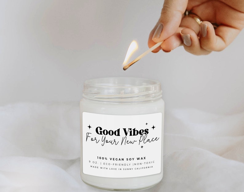 Good Vibes For Your New Place Candle, Housewarming Candle, New House Gift, Home Owner Gift, Friend Candle, First Home Gift Ideas, C-13HOU zdjęcie 4