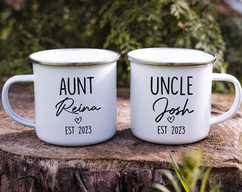 Est 2023 Aunt Uncle Mug, New Auntie Mug, Pregnancy Reveal Mug, Gift For Siblings, Personalized Aunt Mug, Cute Mug for Uncle & Aunt (EM-2)